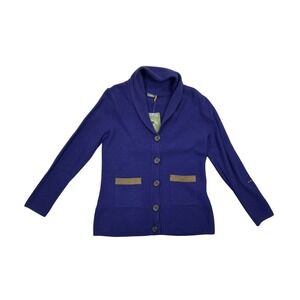 Cabelas Cardigan Sweater Womens Medium Purple Button-Up Lambs Wool‎ NWD